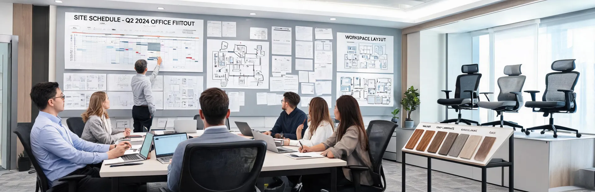 Office Depot Business operations team in furniture planning room