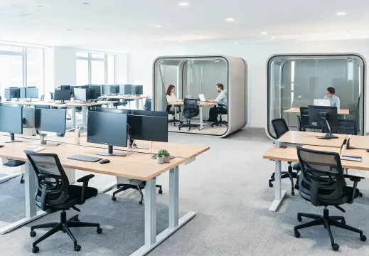 Corporate office workspace with task seating
